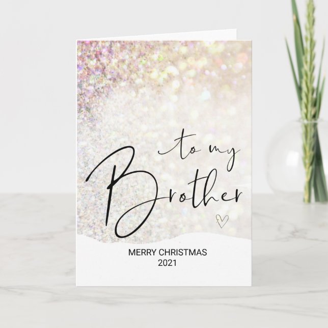 Tarjeta Feliz Deseo De Navidad Para Mis Hermanos Oro Noche (Anverso)