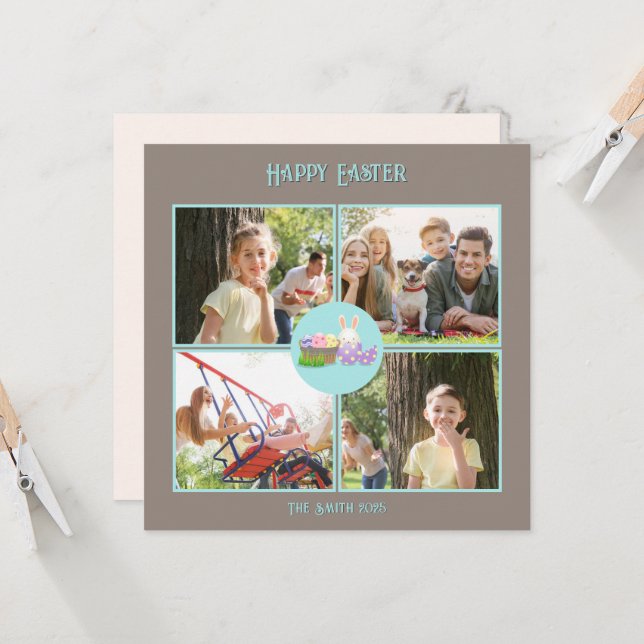 Tarjeta Feliz Deseos de Pascua Verde Plano (Anverso/Reverso In Situ)