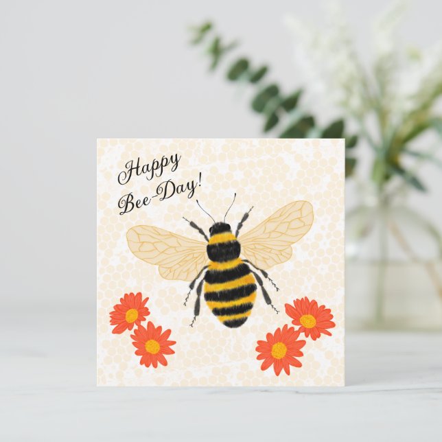 Tarjeta Feliz Día de Abeja (Anverso de pie)