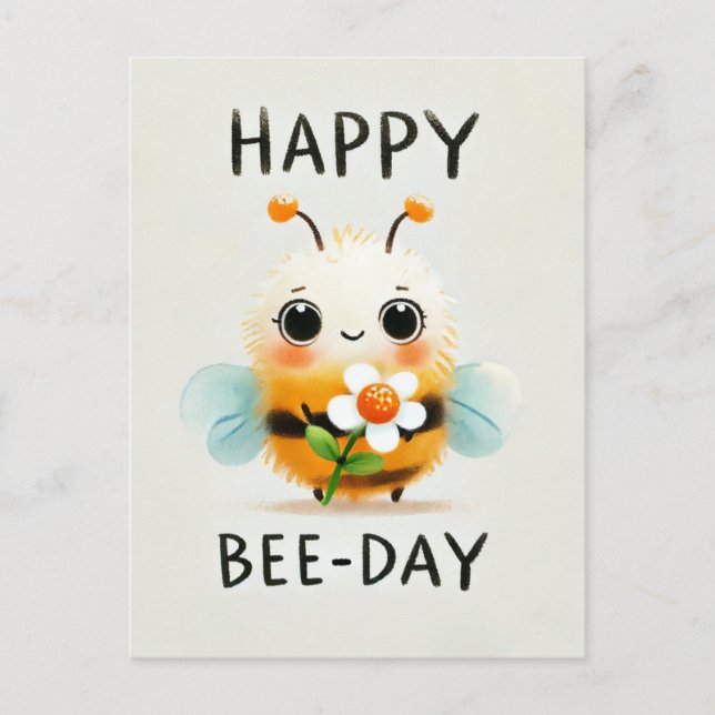 Tarjeta Feliz Día de Abejas - Abeja con Flor (Anverso)