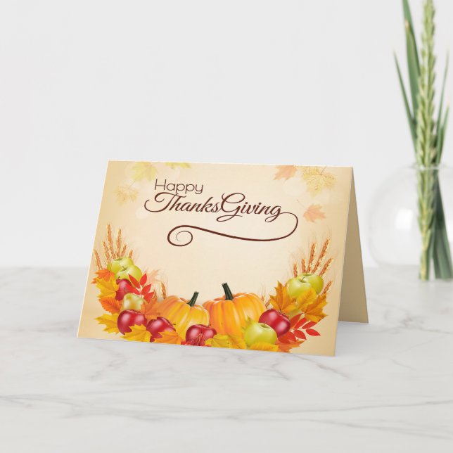 Tarjeta Feliz Día de Acción de Gracias (Anverso)