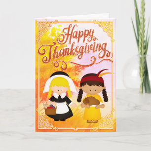 Tarjeta Feliz Día de Acción de Gracias a los niños