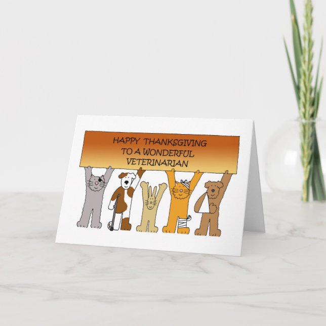 Tarjeta Feliz Día de Acción de Gracias a Mascotas de veter (Anverso)