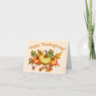Tarjeta Feliz Día de Acción de Gracias Acuarela Calabazas