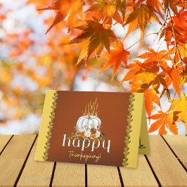 Tarjeta Feliz Día de Acción de Gracias Caída Calabaza Flor