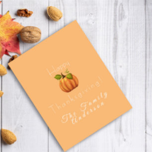 Tarjeta Feliz día de acción de gracias calabaza acuarela n