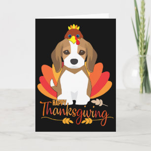 Tarjeta Feliz Día de Acción de Gracias Con Pavo Perro Beag