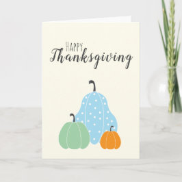 Tarjeta Feliz Día de Acción de Gracias Cute Pumpkins Green