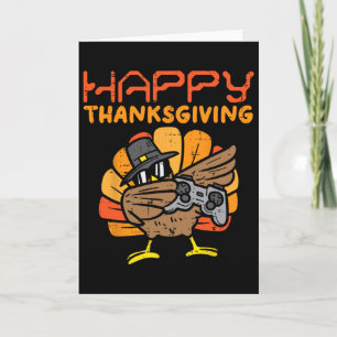 Tarjeta Feliz Día de Acción de Gracias Dabbing Gamer Pavo