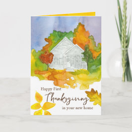 Tarjeta Feliz Día de Acción de Gracias en tus nuevos árbol