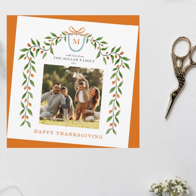 Tarjeta Feliz Día de Acción de Gracias Fall Fogata Monogra (Subido por el creador)