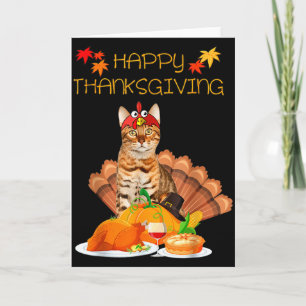 Tarjeta Feliz Día de Acción de Gracias Gato Bengalí Regalo