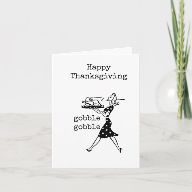 Tarjeta Feliz Día de Acción de Gracias, Gobble, Bobble, Gr (Anverso)