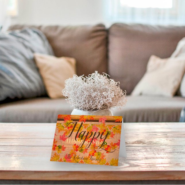 Tarjeta Feliz Día de Acción de Gracias Hojas de Arce en Ma (Subido por el creador)