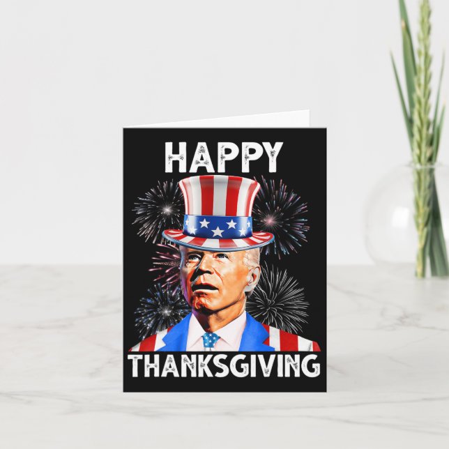 Tarjeta Feliz Día de Acción de Gracias Joe Biden Firework  (Anverso)