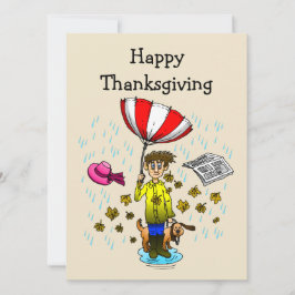Tarjeta Feliz Día de Acción de Gracias Lluvioso y 
