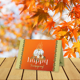 Tarjeta Feliz Día de Acción de Gracias Naranja de Calabaza