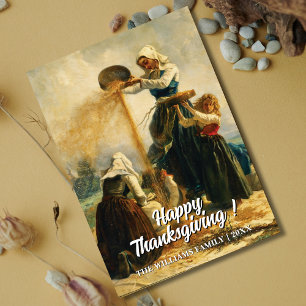 Tarjeta Feliz Día de Acción de Gracias Tres Mujeres Cosech