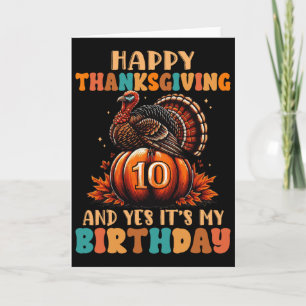 Tarjeta Feliz Día de Acción de Gracias Y Sí Es Mi Cumpleañ