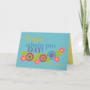 Tarjeta ¡Feliz Día de Administrador Pro! Borde floral, tar