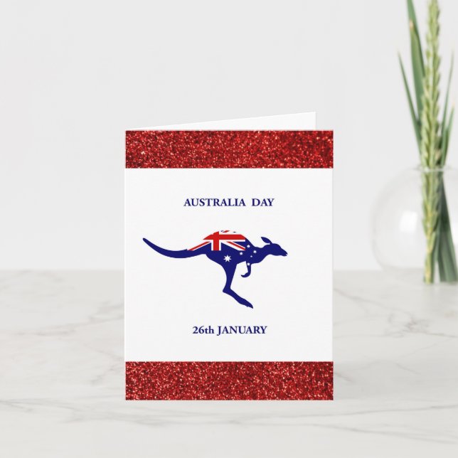 Tarjeta Feliz Día de Australia Canguro Australiano (Anverso)