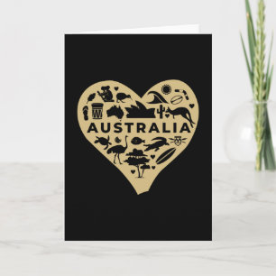 Tarjeta Feliz Día de Australia, corazón de amor