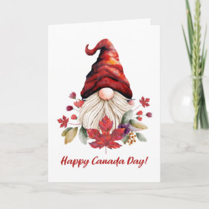 Tarjeta Feliz Día de Canadá con una caprichosa hoja de arc