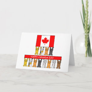 Tarjeta Feliz Día de Canadá, gatos Personalizados sostenie