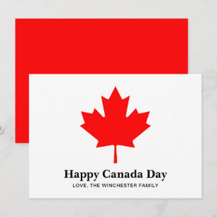 Tarjeta Feliz Día de Canadá personalizado texto con hoja d