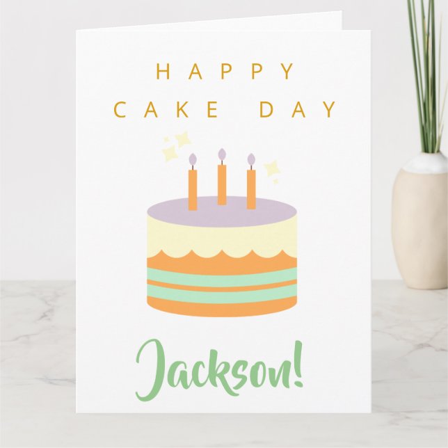 Tarjeta Feliz Día de Cumpleaños Cake Day Nombre personaliz (Anverso)