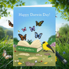 Tarjeta Feliz Día de Darwin Evolución Naturaleza Arte