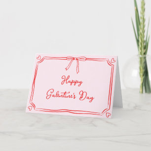 Tarjeta Feliz Día de Galentine, amigo rojo y rosa de la be