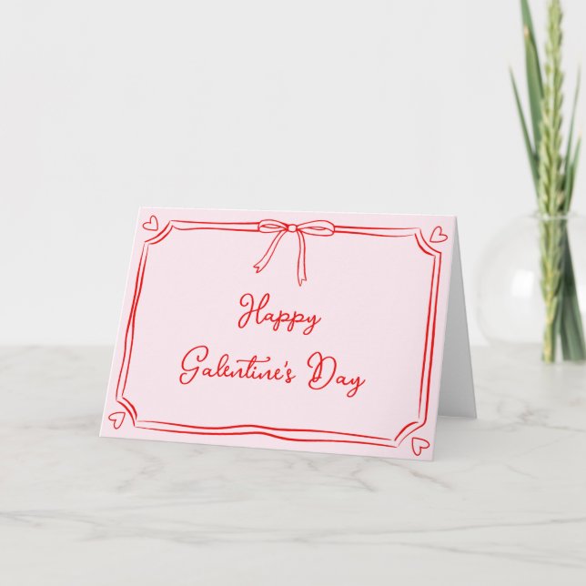 Tarjeta Feliz Día de Galentine, amigo rojo y rosa de la be (Anverso)