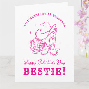 Tarjeta Feliz Día de Galentine Moderna Rosa Occidental Ami