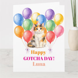 Tarjeta Feliz día de Gotcha gato atigrado mascota