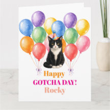 Feliz día de Gotcha gato de esmoquin mascota