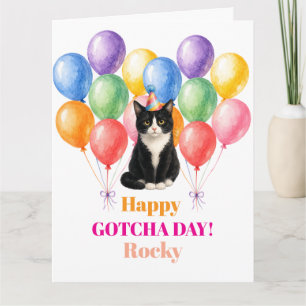 Tarjeta Feliz día de Gotcha gato de esmoquin mascota