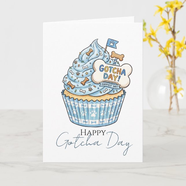 Tarjeta Feliz Día de Gotcha Temática Canina (flor amarilla)