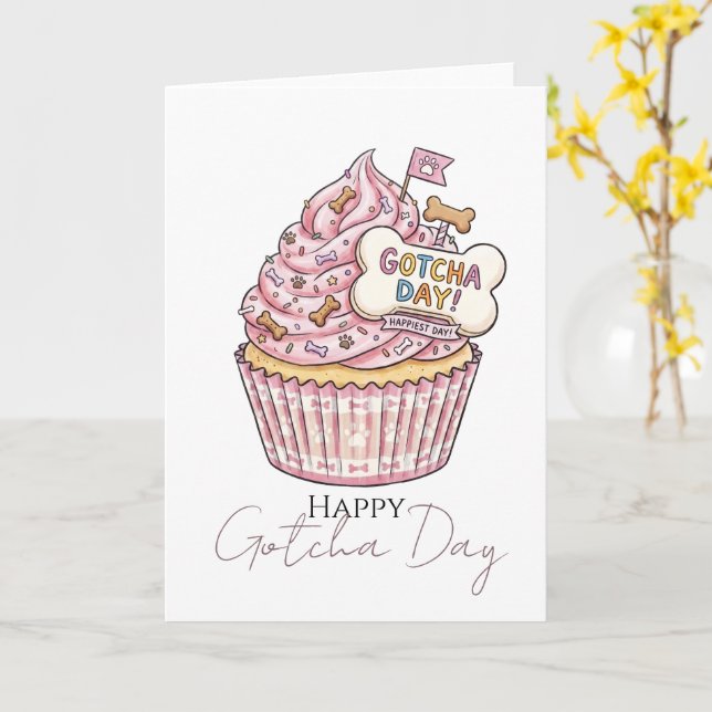 Tarjeta Feliz Día de Gotcha Temática Canina (flor amarilla)