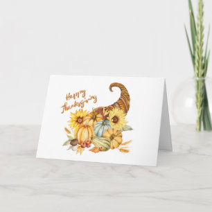 Tarjeta Feliz Día de Gracias Cuerno de Abundantes con Cala