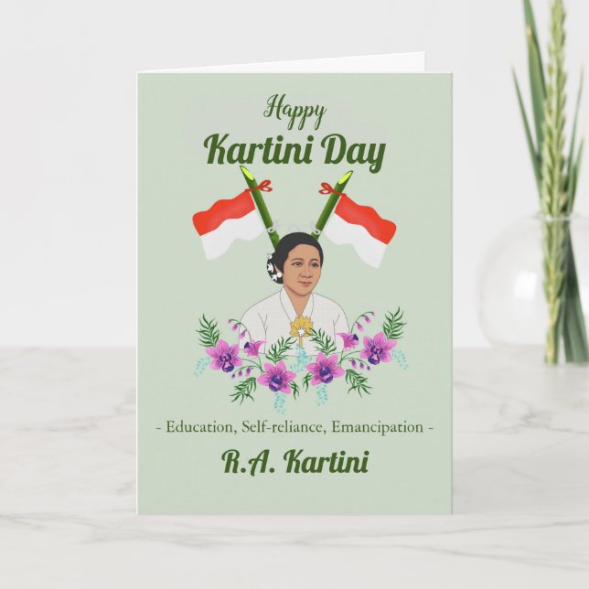 Tarjeta Feliz Día de Kartini Héroe Indonesio (Anverso)