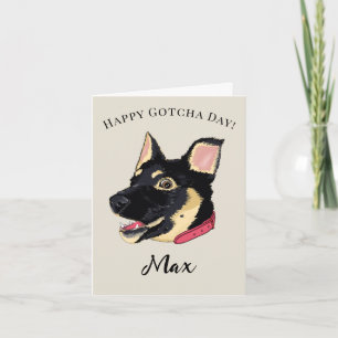 Tarjeta Feliz Día de la Adopción Nombre de Cachorro Pastor