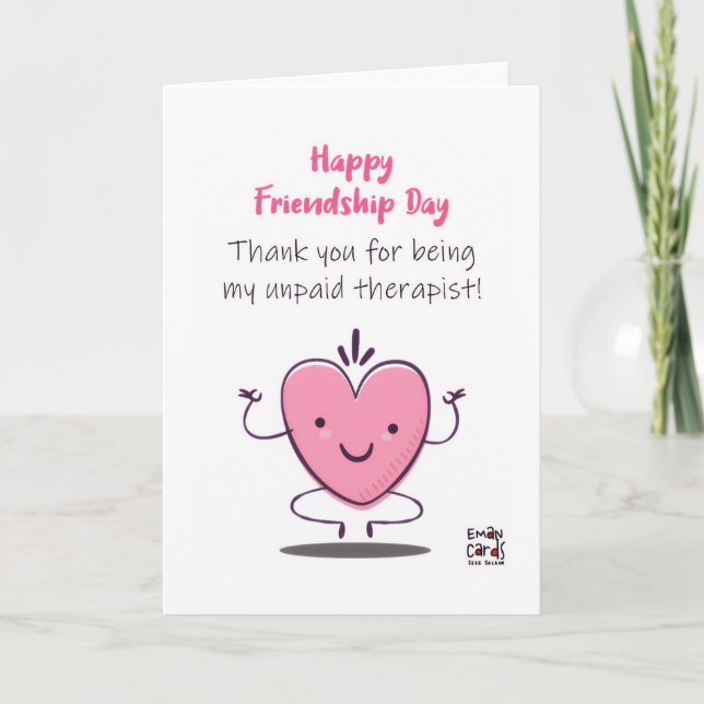 Tarjeta Feliz Día de la Amistad - Corazón Adorable (Anverso)