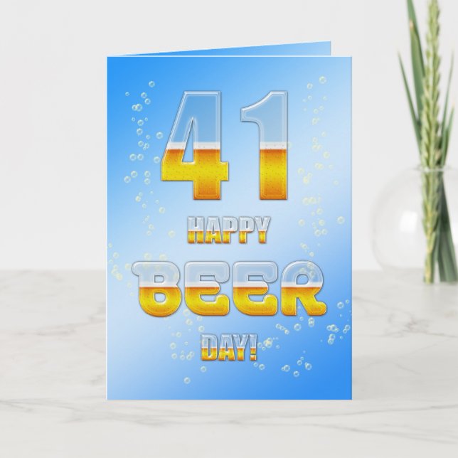 Tarjeta Feliz Día de la Cerveza, 41 cumpleaños (Anverso)
