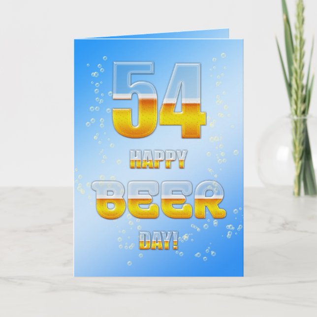 Tarjeta Feliz Día de la Cerveza 54 cumpleaños (Anverso)