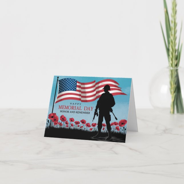 Tarjeta Feliz Día de la Conmemoración de los Poppies Rojos (Anverso)
