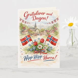 Tarjeta Feliz Día de la Constitución de Noruega - 17 de Ma