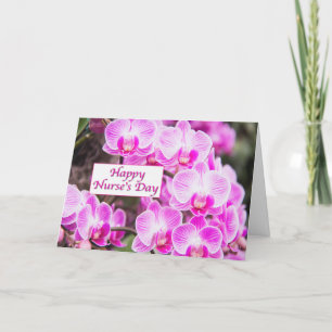 Tarjeta Feliz Día de la Enfermera con Orquídeas Purpura