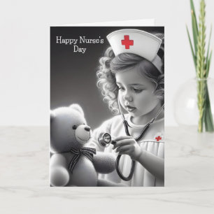 Tarjeta Feliz Día de la Enfermera con Oso de Peluche