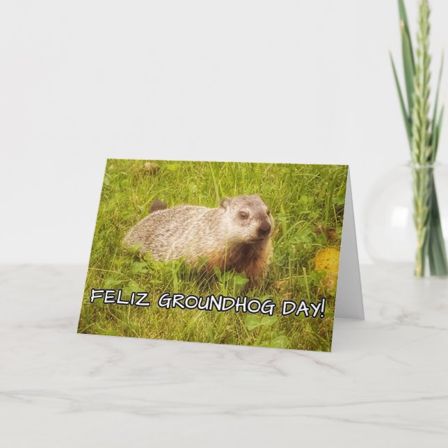 Tarjeta ¡Feliz Día de la Groundhog! (Anverso)